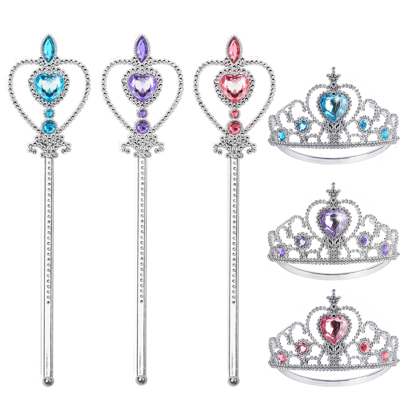 Princess Crown Tiara for Little Girls Princess Dress Up Accessories, 6PCS Princess Tiara Toddler Crown for Kids