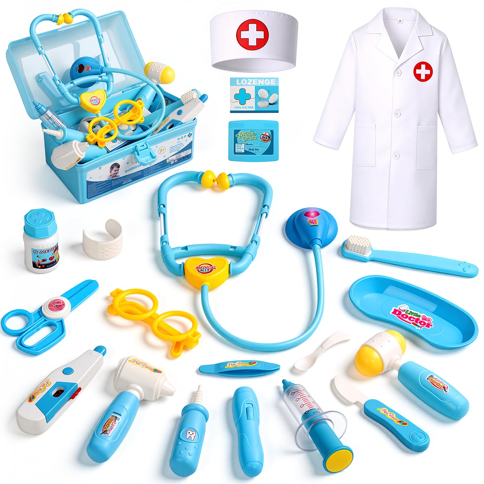 Fajiabao Doctor Kit for Toddlers 3-5 Dress Up Toys for 2 3 4 5 Year Old Girls Pretend Play Kids Doctor Set with Career Day Costume Toy Stethoscope for 2 3 4 5 6 Year Old Girls Boys Birthday Gifts