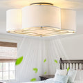 Caged Ceiling Fan with Light, Boho Flush Mount Ceiling Fan with Lights Remote Control, Rattan with 6 Speeds for Bedroom, Living Room, Foyer, Nursery