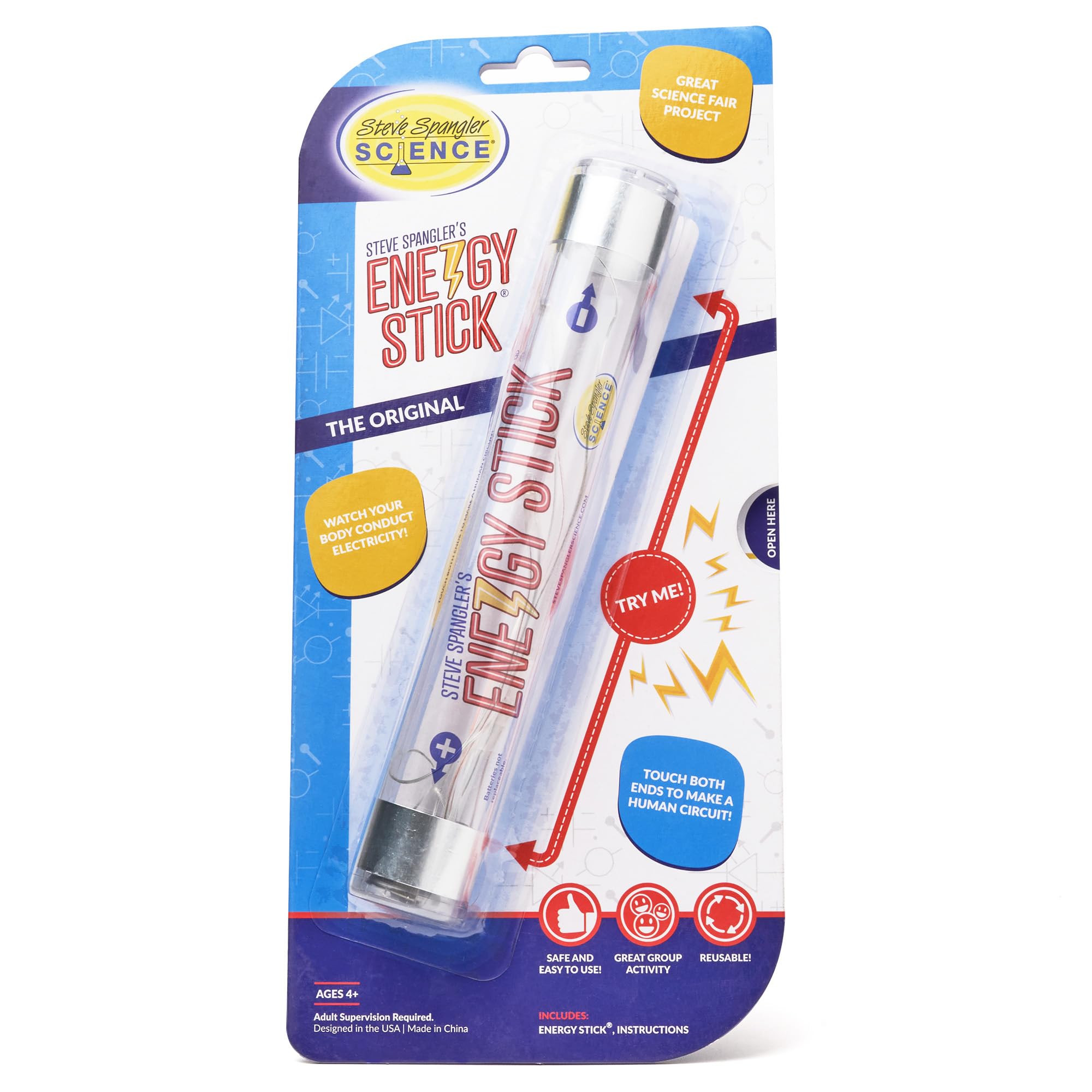 Steve Spangler Science Energy Stick – Fun Science Kits for Kids to Learn About Conductors of Electricity, Safe, Hands-On STEM Learning Toy, Independent or Group Activity for Classrooms or Home