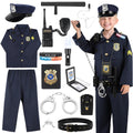 IVENRXIU Police Costume for Kids, Cop Pretend Play Toys for Dress Up, Role Play Set with Handcuffs, Flashlight, Police Badge for Kids Boys and Girls 3-8, Halloween Costumes, Birthday Christmas Gifts