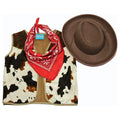 Making Believe Kids Western Rodeo Cowboy or Cowgirl Classic Costume Set - Vest, Brown Hat, Bandana (Choose Color and Size)