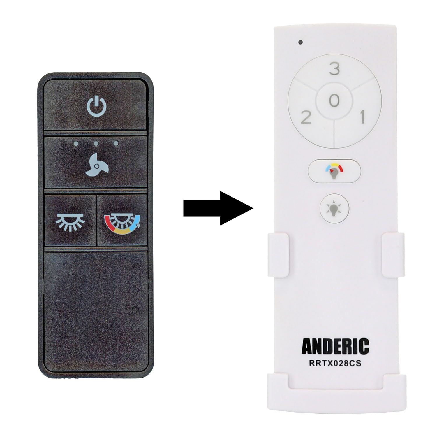 Anderic RRTX028C-S Replacement Ceiling Fan Remote Control Compatible with Hampton Bay and Home Decorators Collection Fans – Works with RRTX028CS Receiver, 3 Speeds, Light Dimming, CCT Color Control