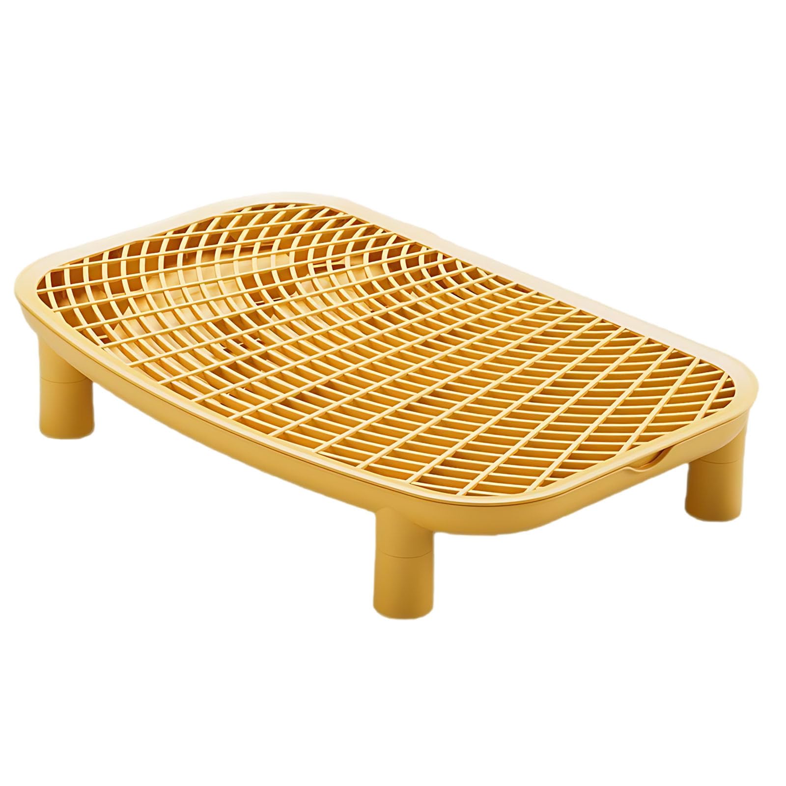 18.1 in Cat Litter Box Platform, Anti-Tracking Step, Yellow, Easy Clean