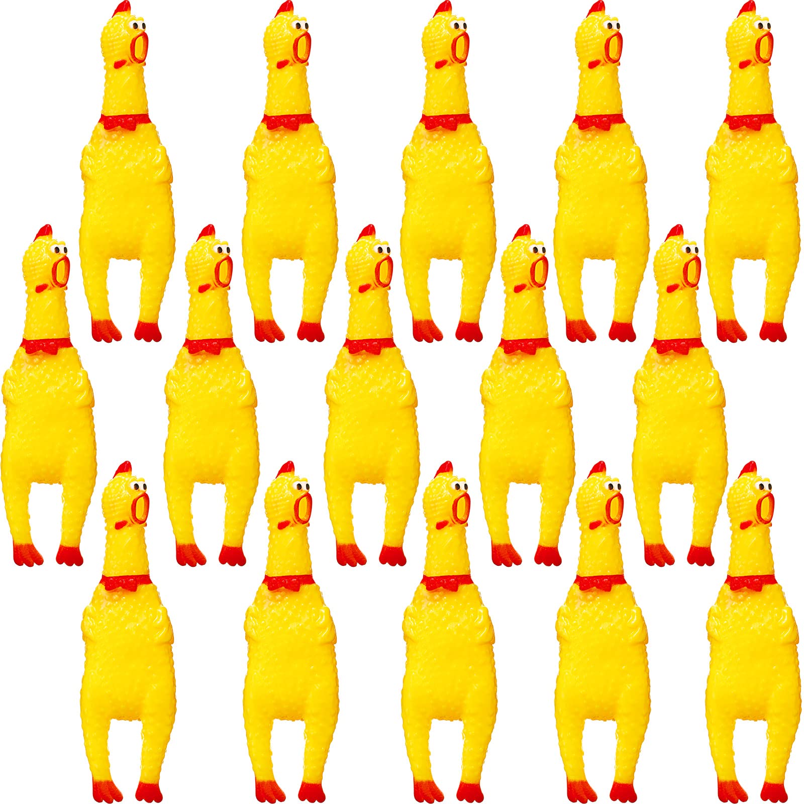 Gejoy 15 Pcs Rubber Screaming Chicken Queeze Novelty Toys Squeaky Noise Shrilling Shrieking Squawking Chicken Noisemaker Novelty Gadget for Dogs Pets, 6.3 Inch(Yellow)