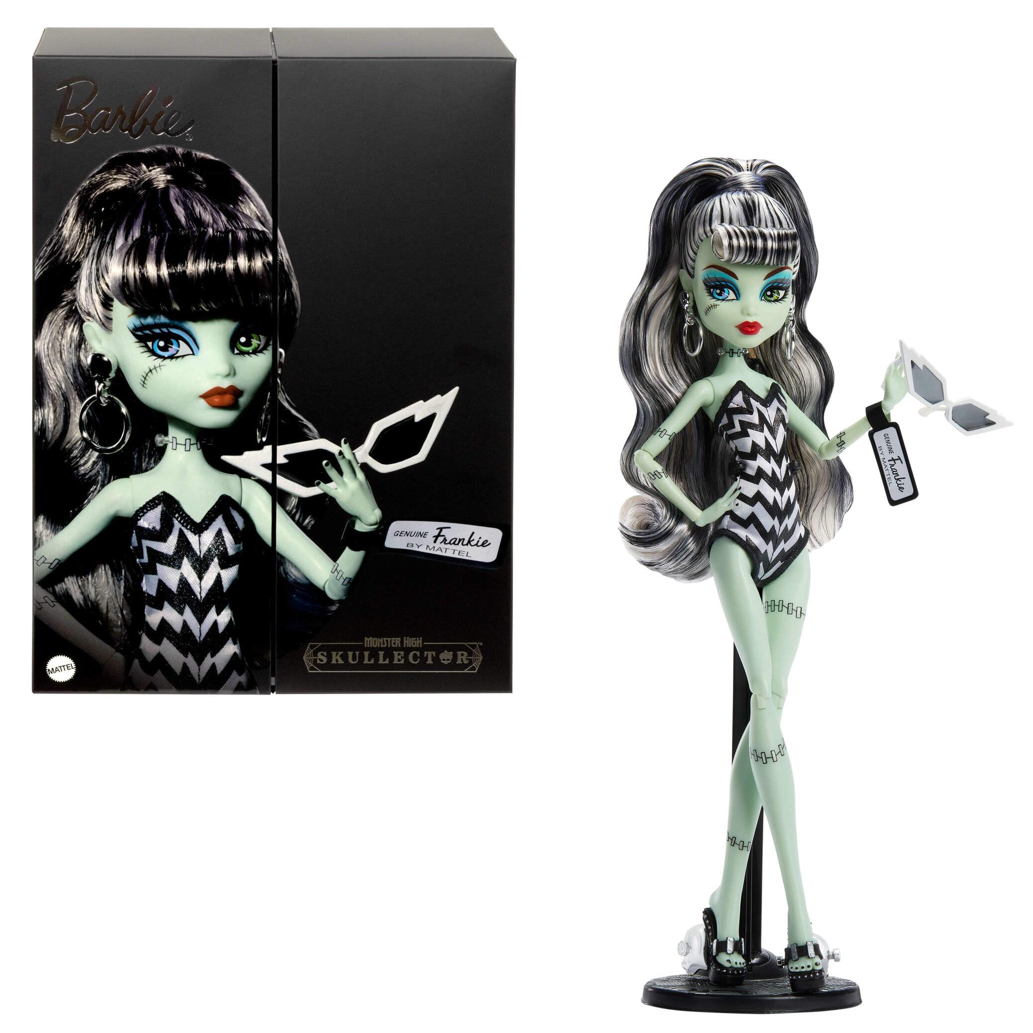 Barbie Monster High x Frankie Stein Doll with Original Inspired Swimsuit and Solo in the Spotlight Black Evening Dress, Accessories
