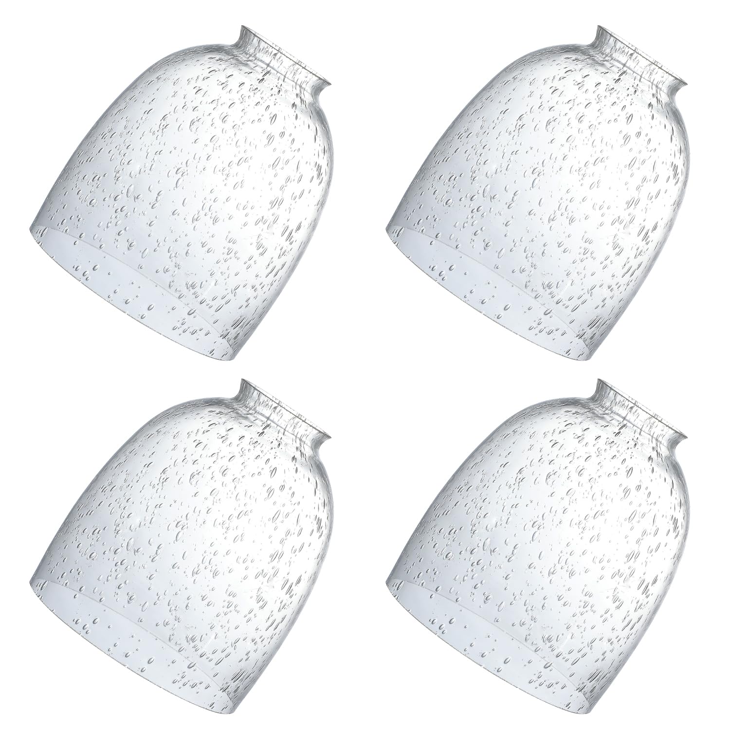 4 Pack Clear Seeded Glass Replacement,2-1/8" Fitter, 5.47" High, 4.76" Diameter Shades Covers for Ceiling Fan Light Fixtures Pendant Lighting Chandelier Vanity Light Kitchen Island Light.