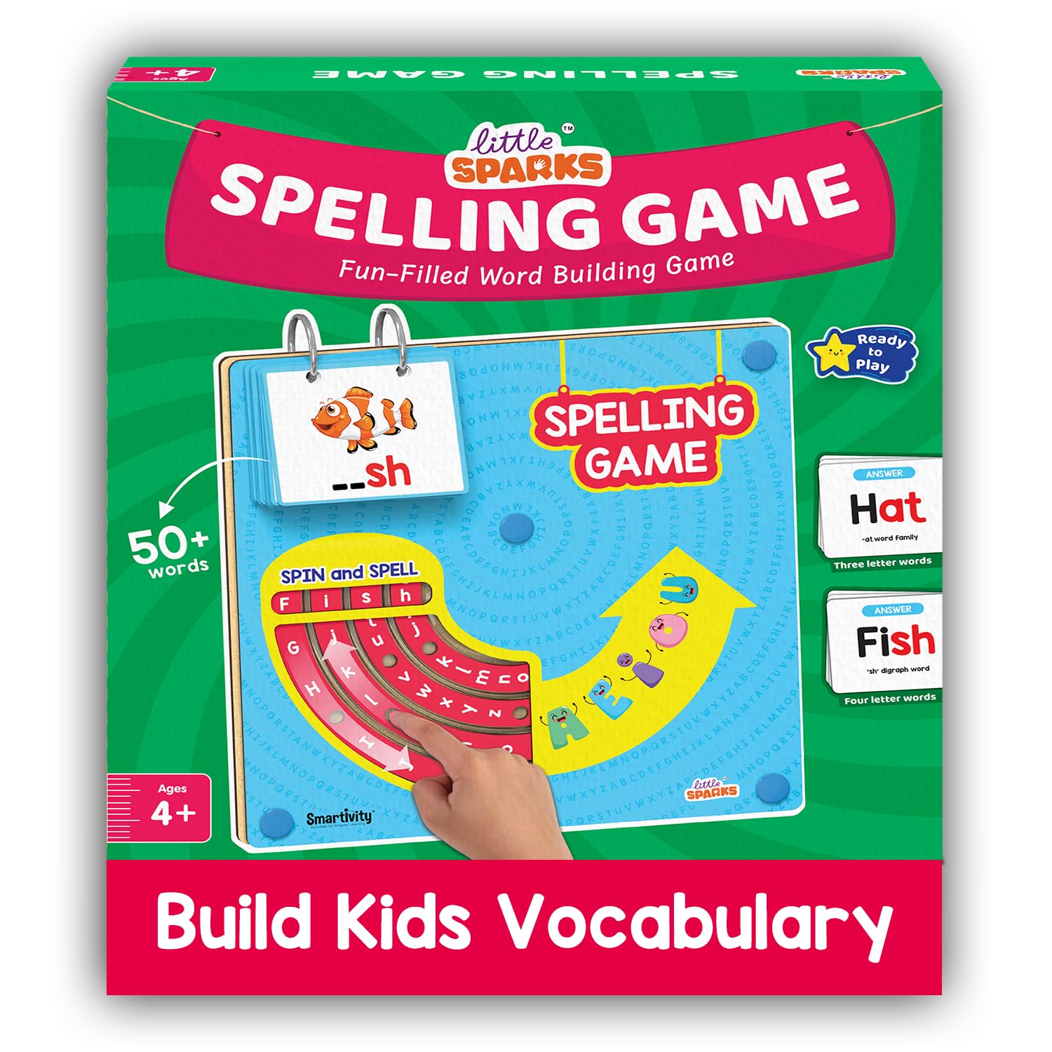 Smartivity Spelling Game I Early Vocabulary Building Learning Toy for Kids 4-8 Years I 50+ Picture Cards with Rotating Letter Wheels I Educational Birthday Gift for Boys & Girls 4,5,6,7,8, Years Old