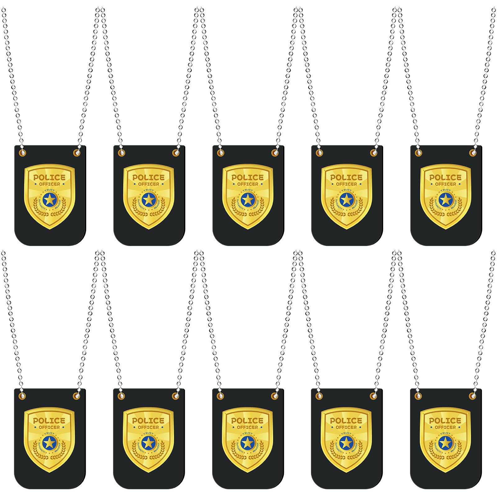 12 Pcs Police Badges Pretend Play Toy for Kids Detective Sheriff Cop Fbi Fake Badge Prop with Chain for Police Party Accessories, Accessory Detective Role Play, Halloween Dress up