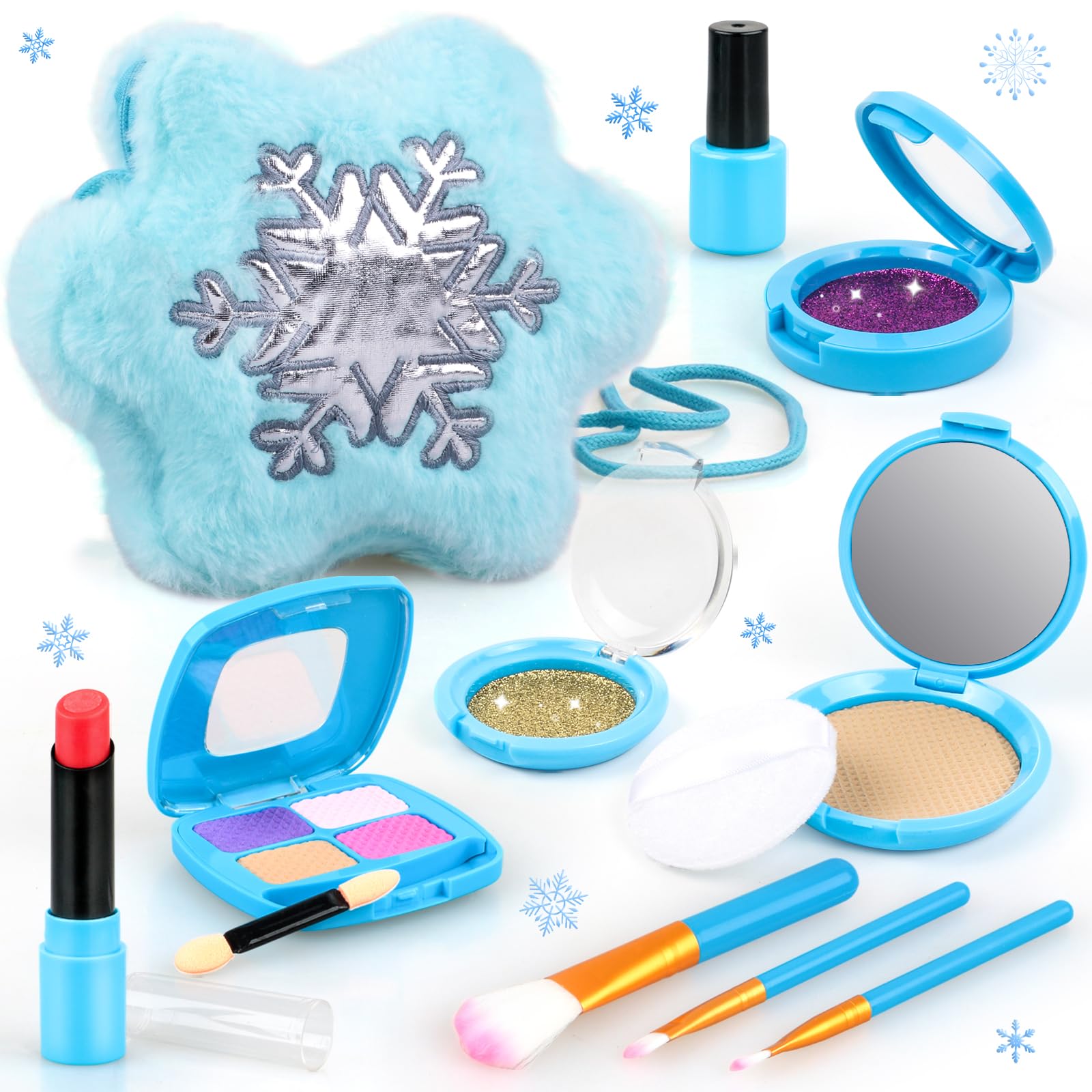 Pretend Makeup for Toddlers 3-5, Kids Play Makeup Set for Little Girls 3-4 4-6, Frozen Toys Toddler Fake Make Up Kits with Purse, Princess Birthday Gift for Girls 3 4 5 6 Year Old