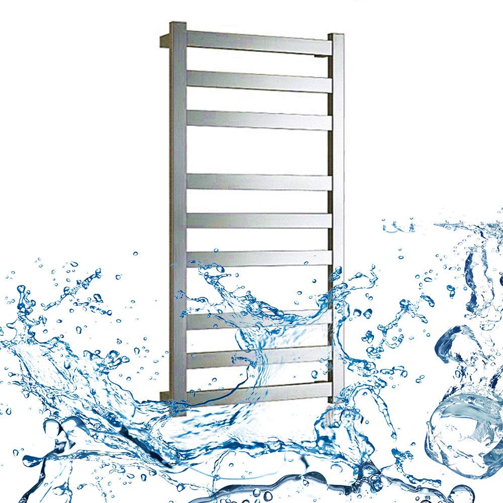 APUM Bathroom Electric Towel Warmer, Modern Wall Mounted Electric Towel Rail Stainless Steel Heater Tower Drying Rack,Brushed 41.7X19.7X4.3 Inch,Plugin