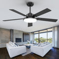 52 inch Black Ceiling fan with Light and Remote/APP, Ceiling Fans with Lights, 3CCT, Reversible 6 Speeds Quiet, Black Modern Ceiling Fan with Light for Indoor Outdoor Bedroom Patio Living Room