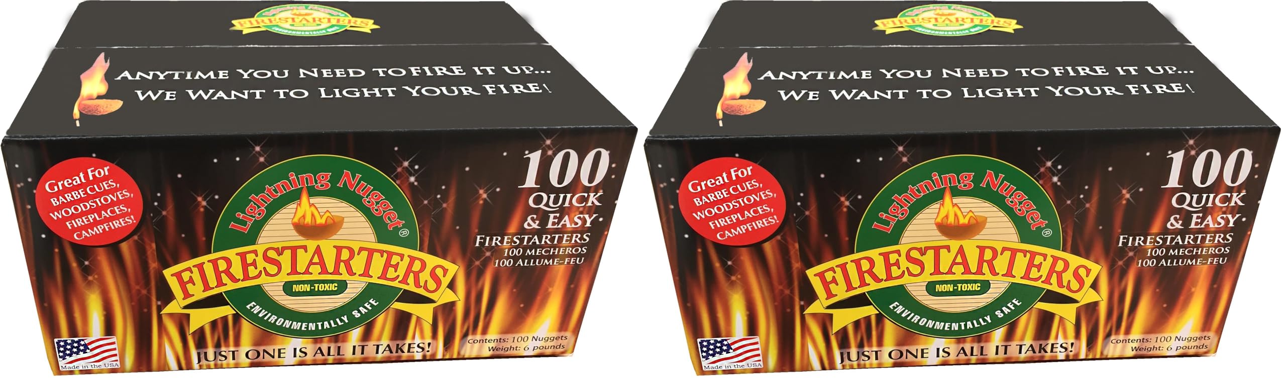 Lightning Nuggets N100SEB Super Economy Box Fire Starter,Tan Brown,100 Count (Pack of 2)