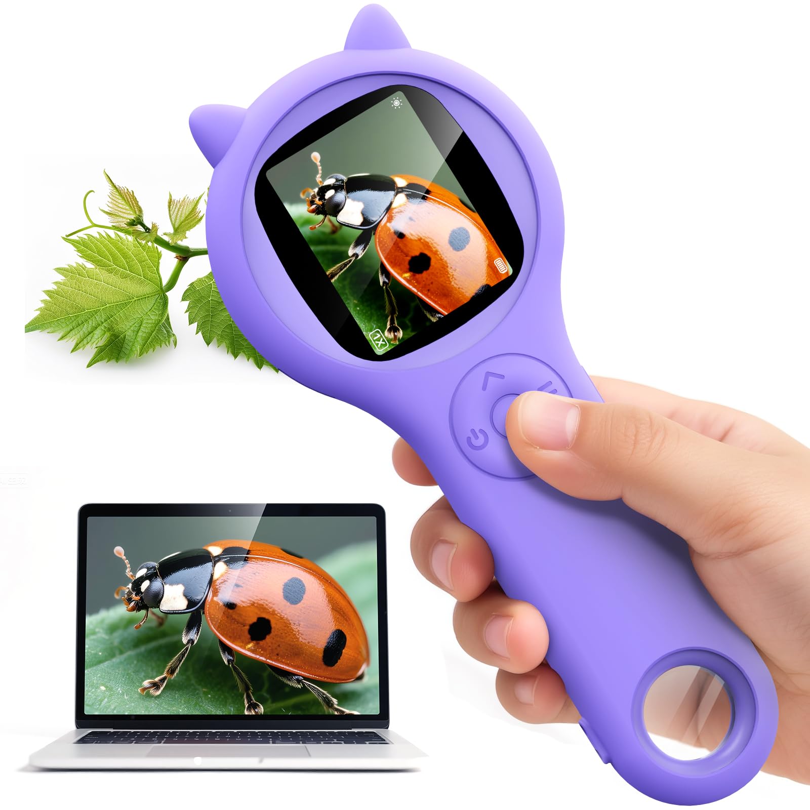 Microscope for Kids - Electronic Handheld Magnifying Glass for Children-STEM Outdoor Science Kit for Summer Travel & Camping Toy,Birthday Gifts Toys for 5-8 9-12 Year Old Girls?Purple?