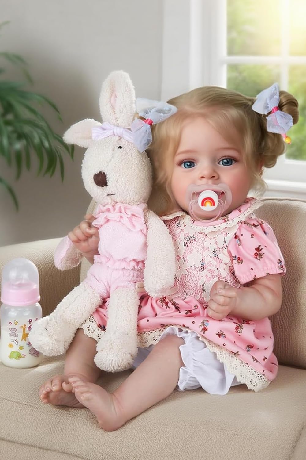 CHAREX Realistic Reborn Baby Doll Girl – 20 Inch Lifelike Real Life Handmade Newborn Toddler, Soft Cuddly Weighted for Pretend & Creative Playtime, with Blond Hair Accessories Gift Set for Kids Age 3+