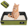 Portable Foldable Cat Litter Box - Waterproof, Leak-Proof for Outdoor Camping, Hotel Stays, Road Trips - Travel Essentials for Cats & Kittens (Green, Large)