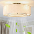 Low Profile Ceiling Fans with Lights, 20" Boho Rattan Ceiling Fan with Light Flush Mount and Remote Control, Drum Caged with 6 Speeds for Bedroom, Nursery, Living Room