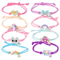 8pcs Kids Butterfly Panda Bracelets - Friendship Bracelet Jewelry - Unicorn Rainbow Pendants - BFF String Wristband - Pretend Play Bracelet - Bulk Bracelet