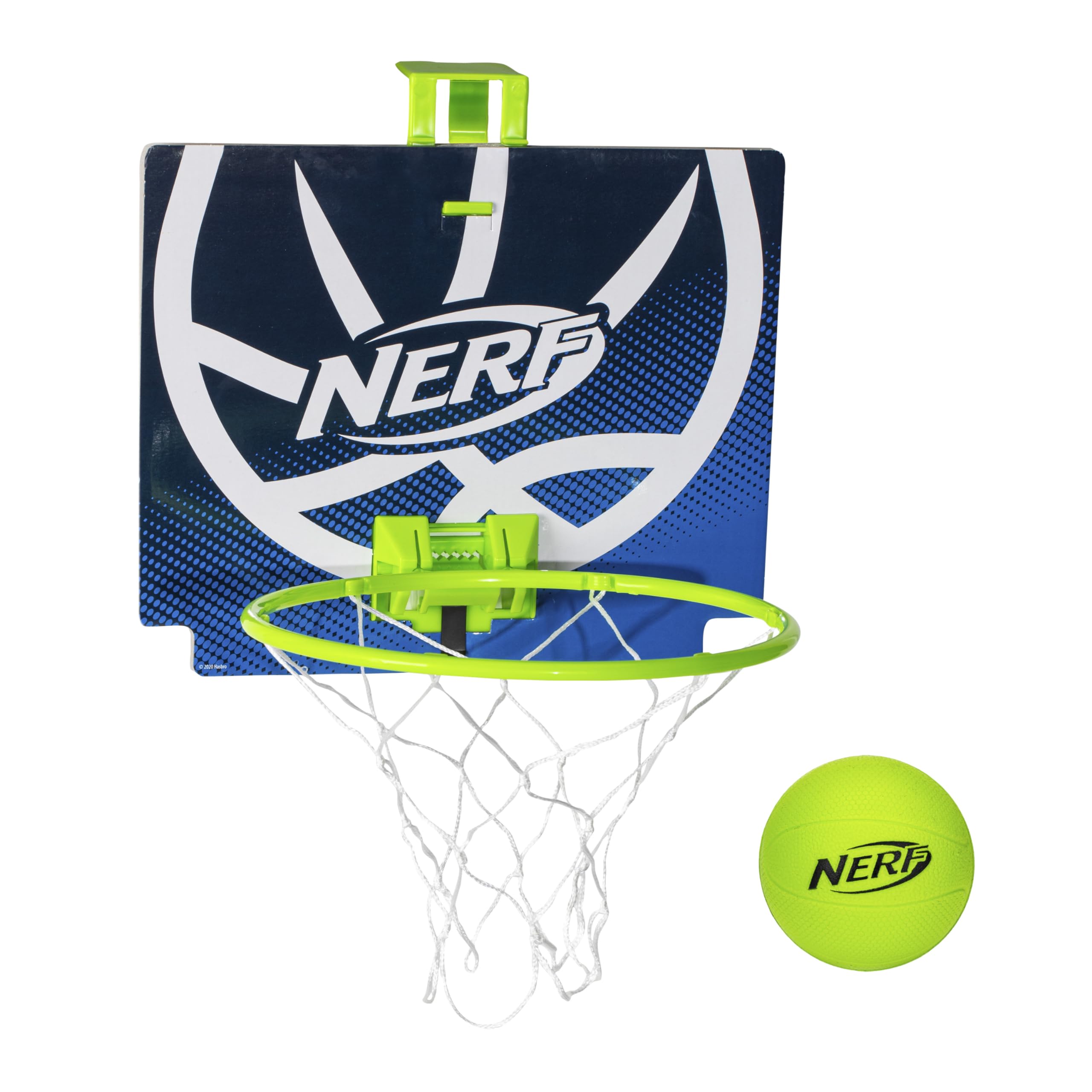 Nerf Mini Over the Door Basketball Hoop - Nerfoop Indoor Basketball Hoop for Kids - Toy Door Basketball Hoop + Mini Foam Basketball Game Set - Perfect for Bedroom Indoor Basketball - Green