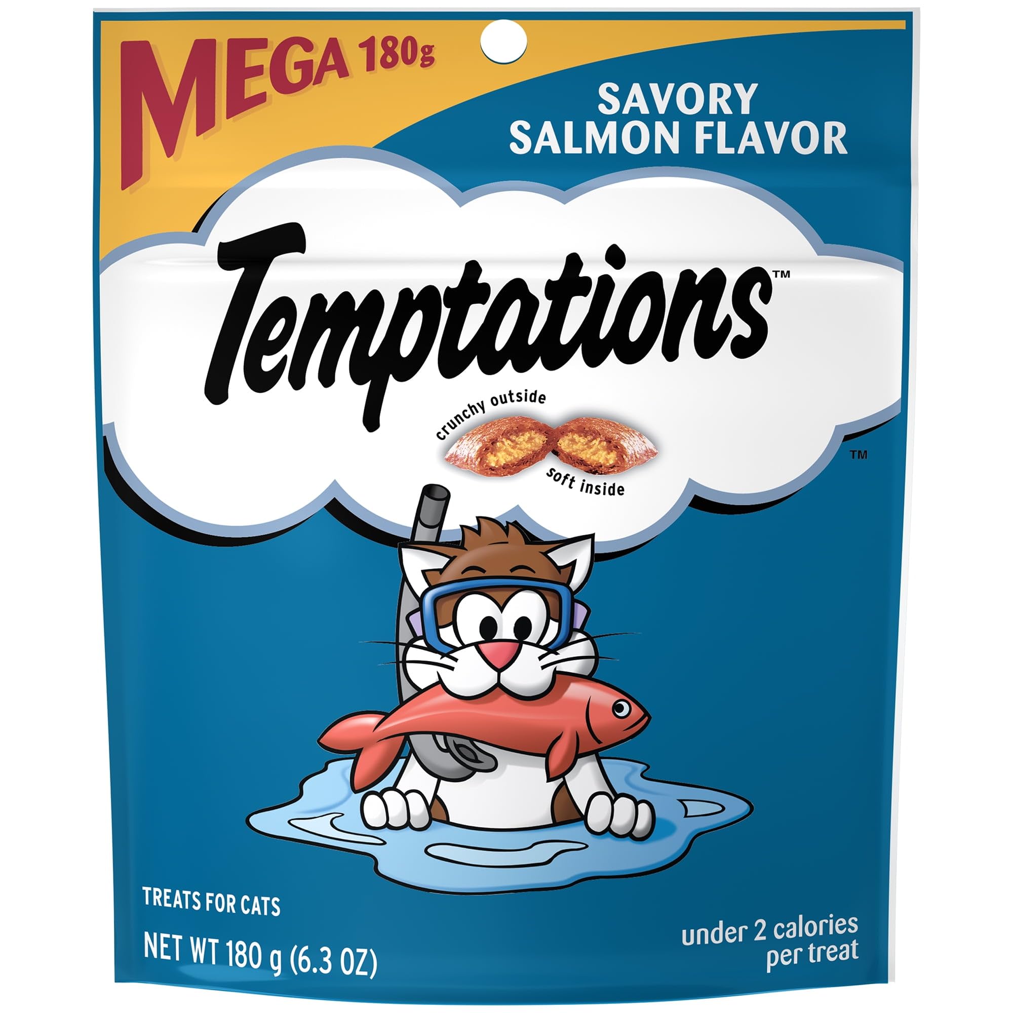 Classic Savory Salmon Flavor Crunchy and Soft Treats for Cats, 6.3 Oz Pouch, Treats Can Be Used As A Cat Snack, Meal, Or Cat Food Topper