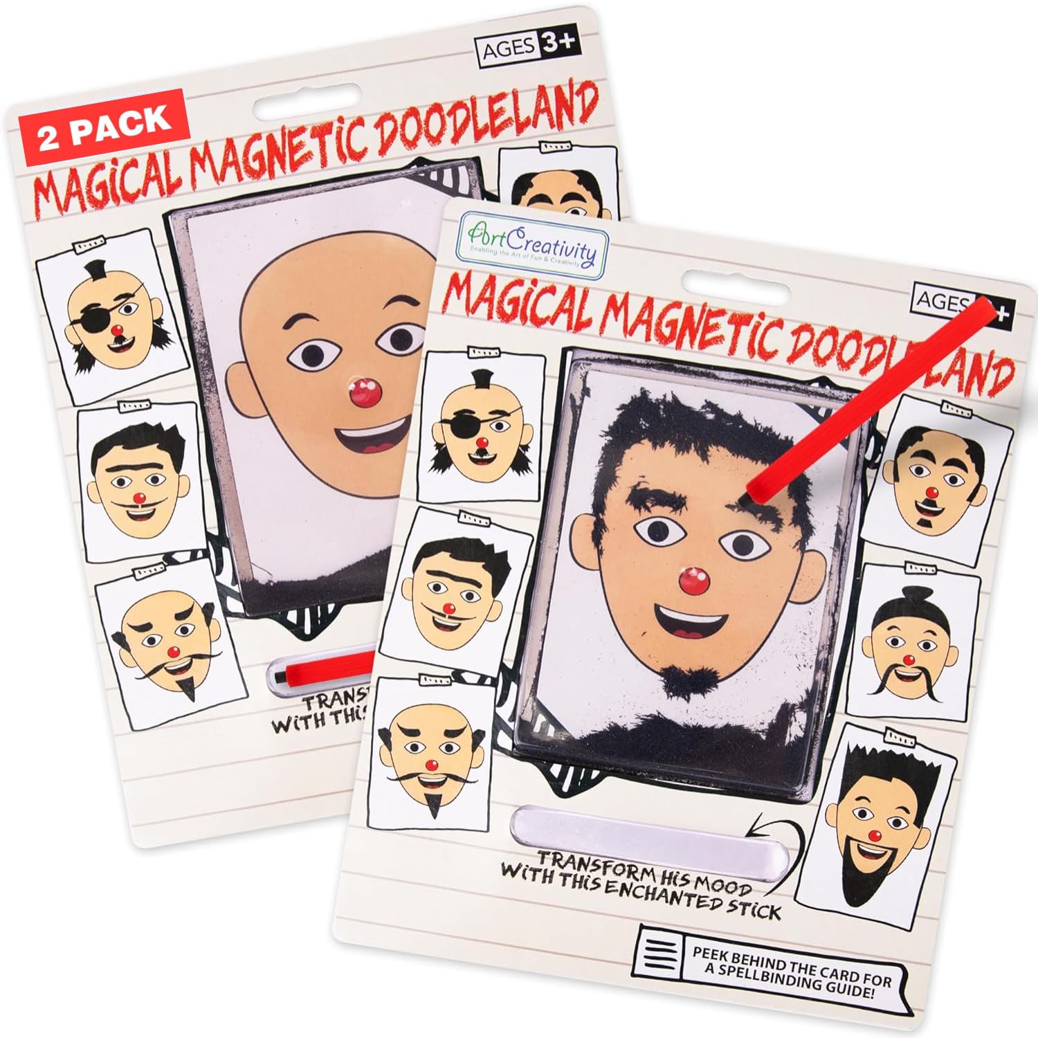 ArtCreativity Magnetic Drawing Face - 2 Pack - Travel Toys for Kids, Magnetic Travel Game, Magnet Drawing Doodle Board for Kids - Retro Toy, Vintage Toy, Travel Essentials Games for Ages 3+