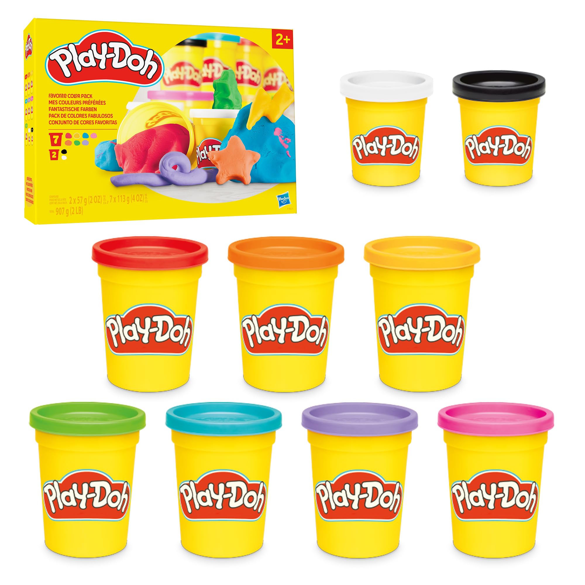 Play-Doh 9 Pack Favorite Color Set, Assorted Colors, 2 & 4 Ounce Modeling Compound Cans, Kids Arts & Crafts, Back to School Gifts & Prizes, Preschool Toys, Ages 2+ (Amazon Exclusive)