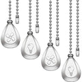 Patelai 4 Pieces Ceiling Fan Pull Chain Extender Ornament 12 Inch Ceiling Pull Chain Extension Classic Drop Shaped Pendant Beaded Ball Cord for Fan light lamp decorative with Connector(Silver)