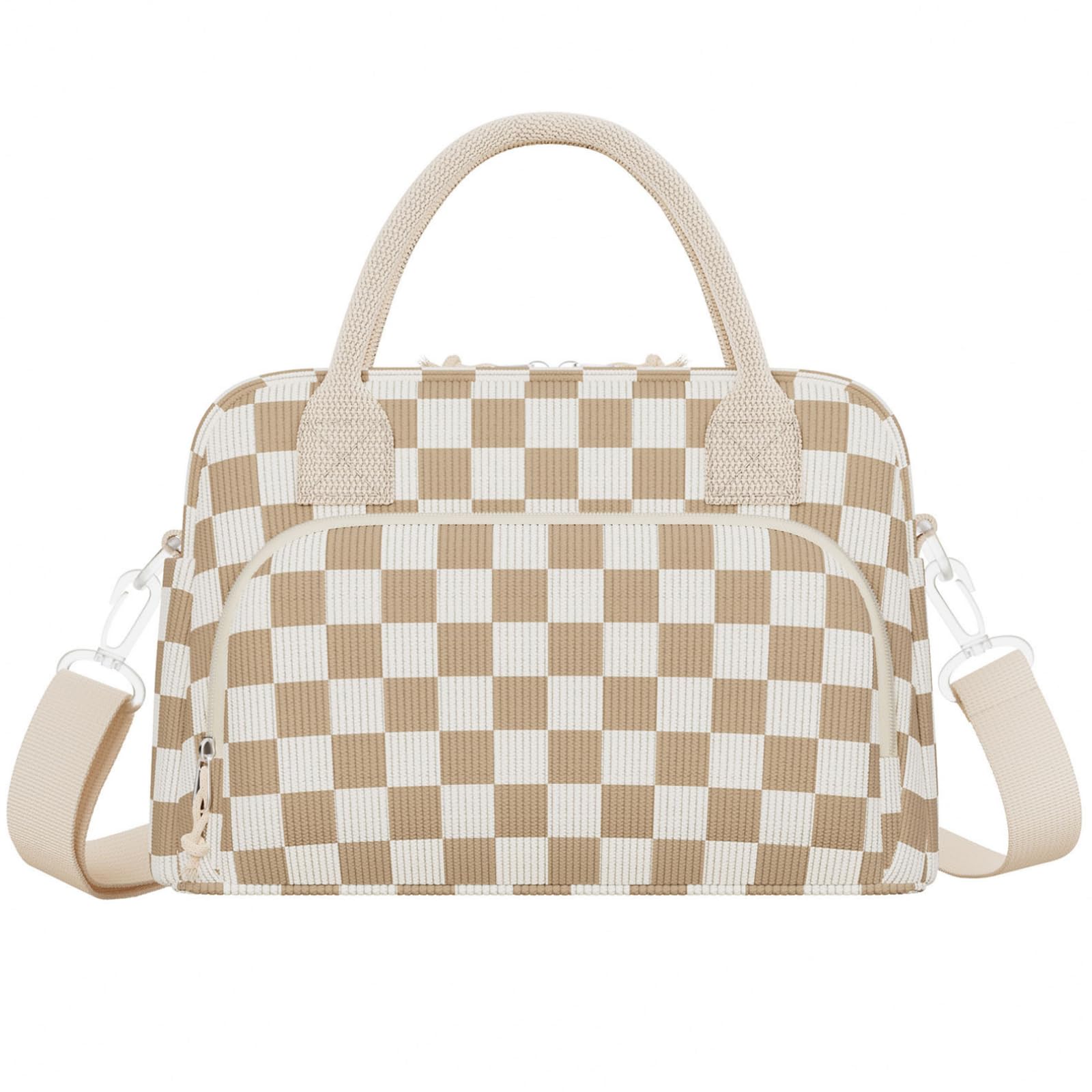 Insulated Lunch Bag - Cute Lunch Box for Women - Large Corduroy Reusable Lunch Box Leakproof Portable Cooler Tote Bags for Work Picnic Khaki Checkered