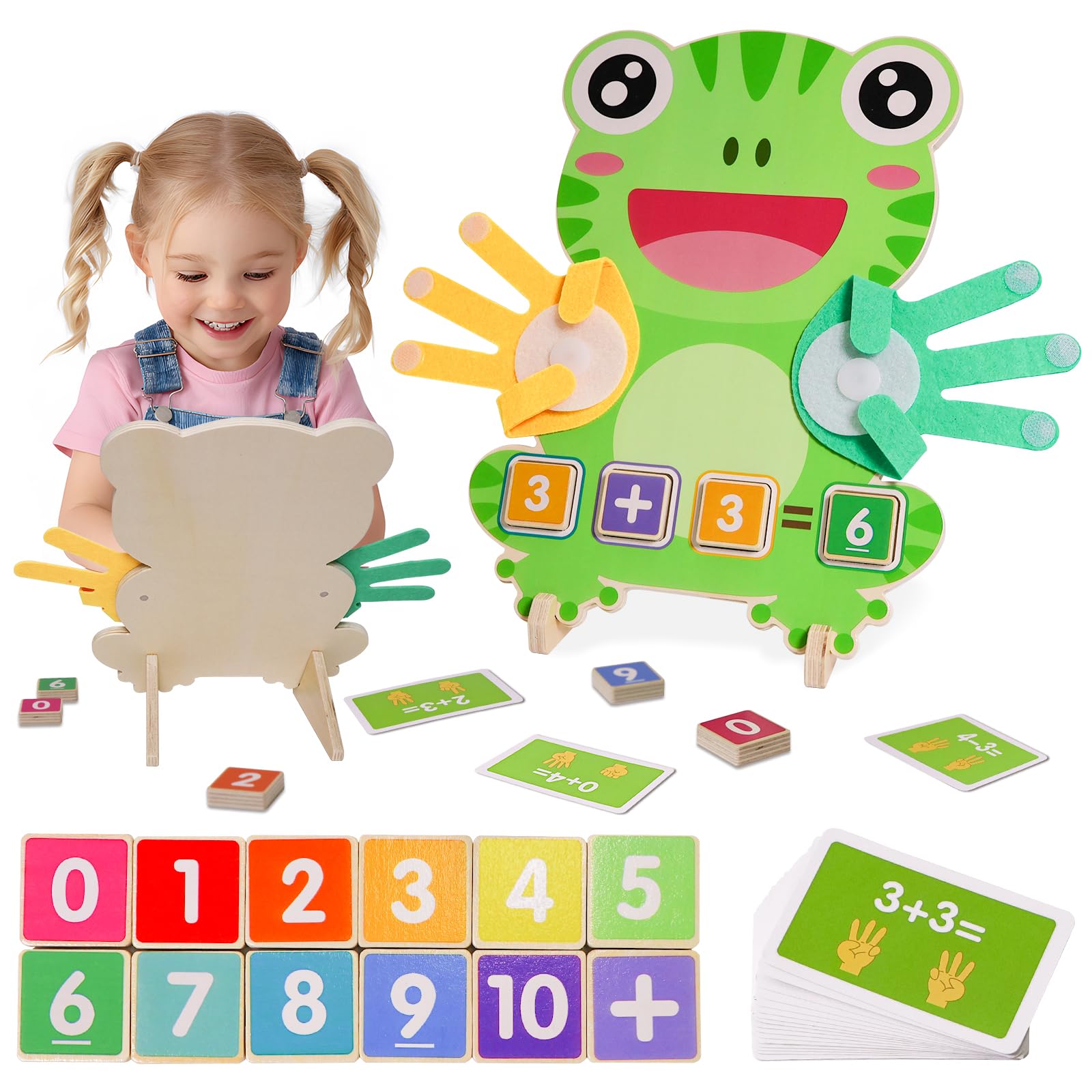 ZJEFUNS Preschool Learning Toys for Toddlers 3 4 5 Years, Finger Counting Number Blocks for Kids, Educational Math manipulatives Toys, Preschool Wood Homeschool Educational Math Toy for Boys Girls.