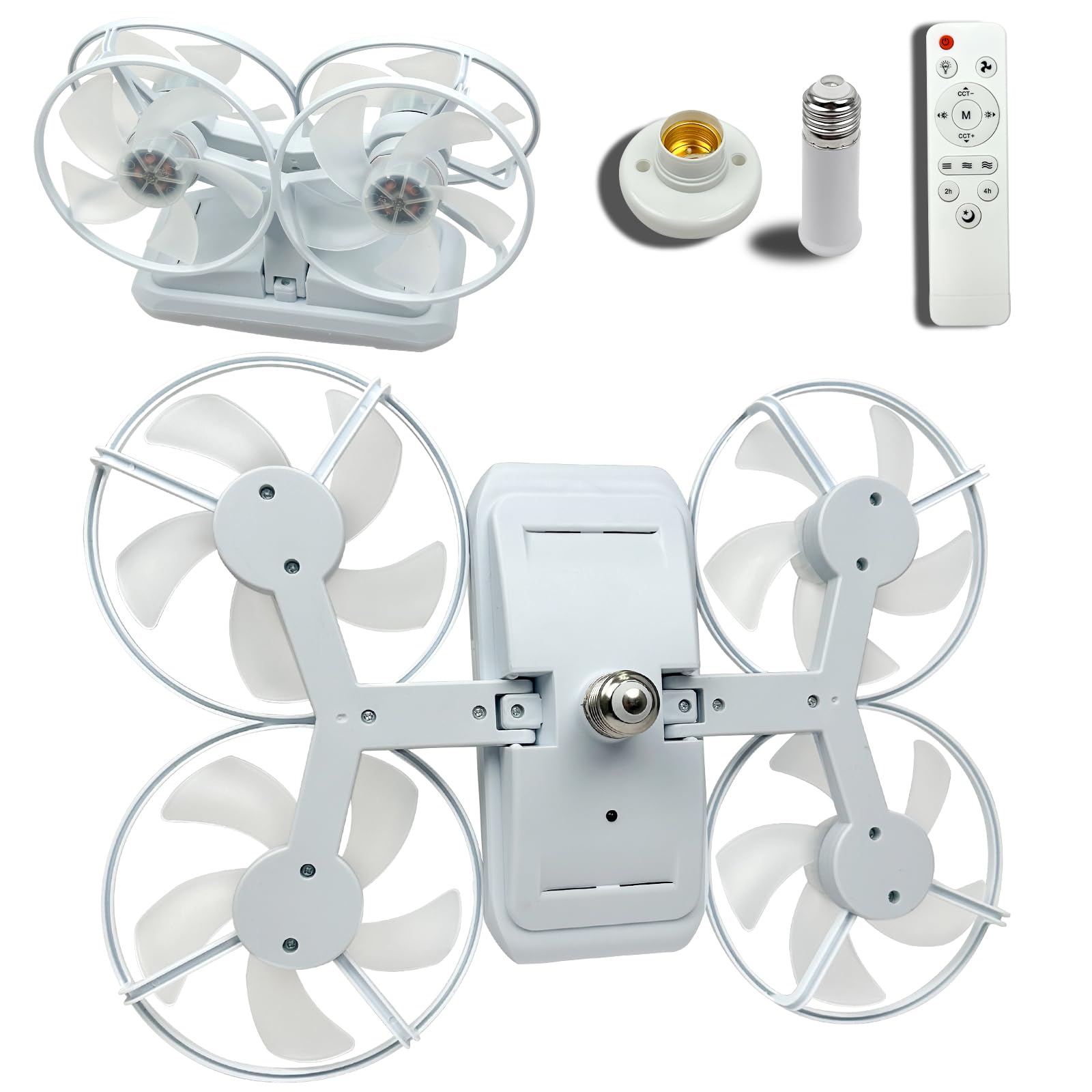 YumSur Drone Ceiling Fan Light, 3 Speeds & 3 Colors LED Fan Lamp, Remote Control E27 Silent Cooling Light, Best Gift for Boys' Bedroom, Living Room, Office