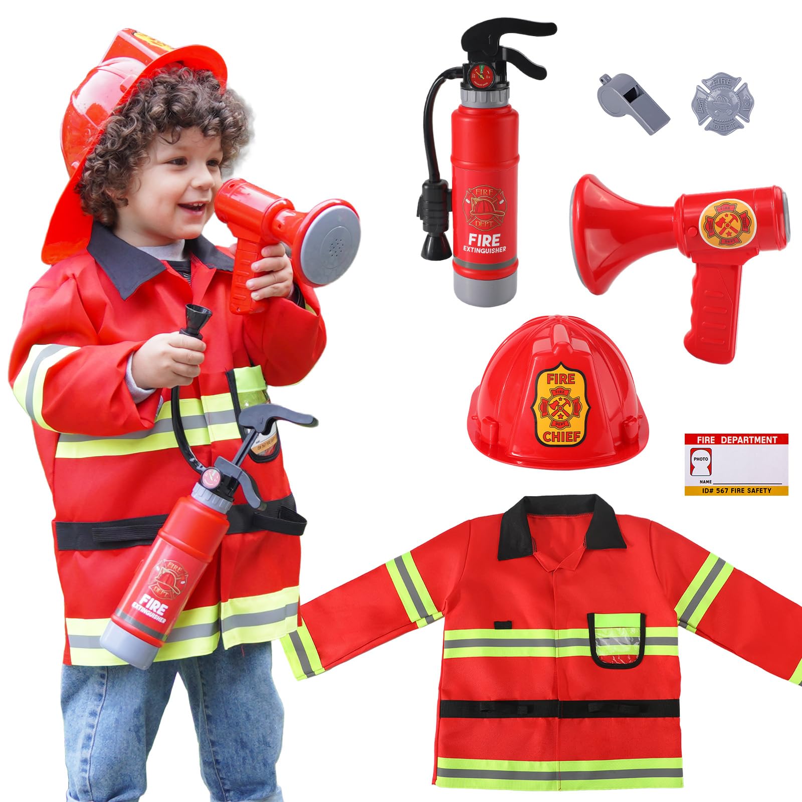 Liberry Firefighter Toys for Kids 3-5, Fireman Kit with Toddler Career Day Outfit, Helmet, Fire Extinguisher, Pretend Play Set for Boys Girls Birthday Gift