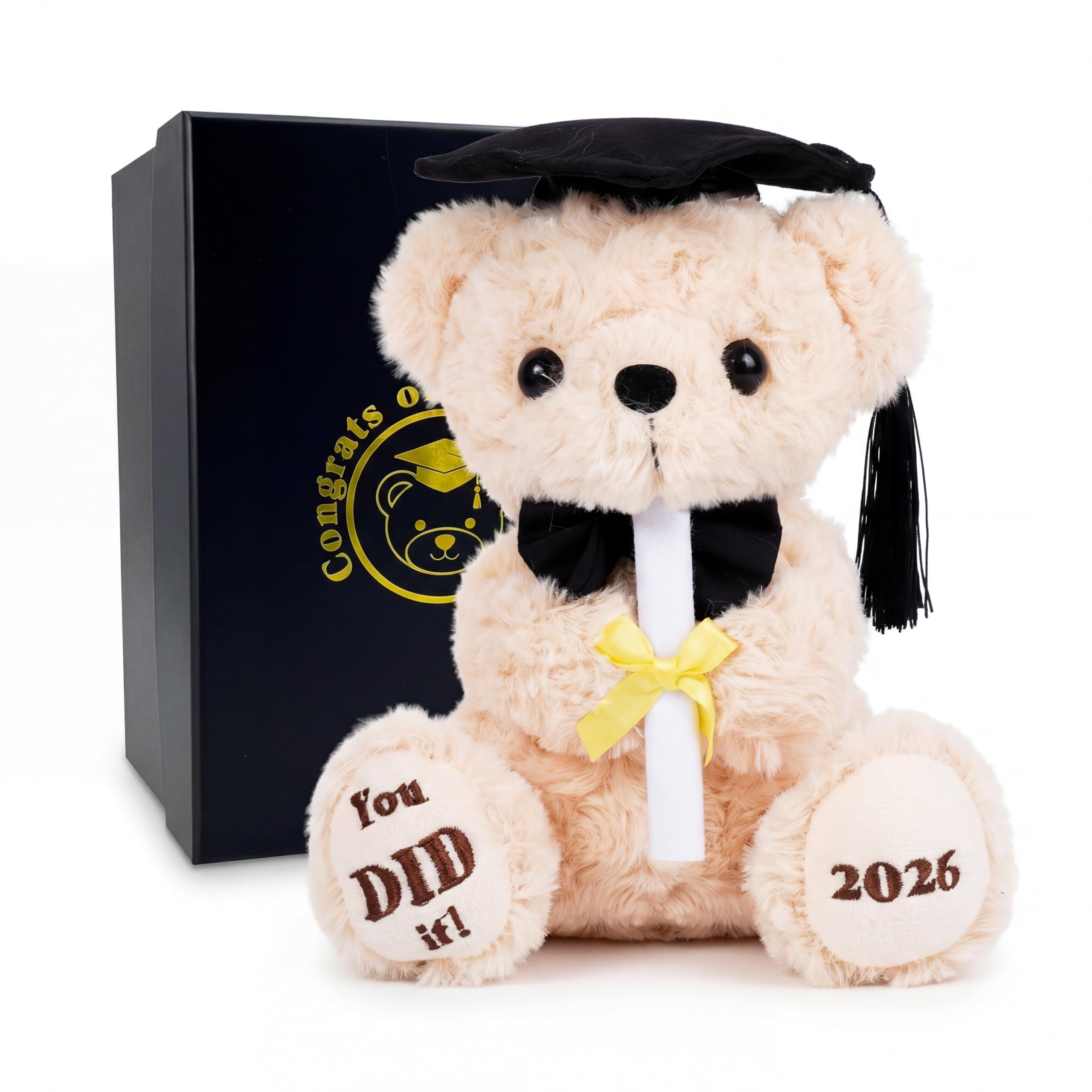 2026 Graduation Bear with Gift Box, 8 Inch Plush Teddy Bear for Kindergarten & Preschool Graduates, Soft Commemorative Keepsake with Cap and Diploma for Class of 2026