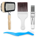 Cenipar Air Conditioner Fin Comb Set 4PCS AC Fin Comb Straightener Include Dual-Sided HVAC Coil Cleaning Brush, Metal Radiator Fin Comb, Blue Folding Brush and Brown Brush Air Conditioner Fin