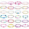 Dxhycc 24 Pieces Princess Bracelets Girls Beaded Bracelets Little Girls Costume Jewelry Set for Birthday Party Favors