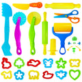 28Pcs Dough and Clay Play Tools Kit for Kids, Modeling Clay Accessories with Animal Cutters, Rolling Pins, Safety Scissors, Dough Extruder & Rollers