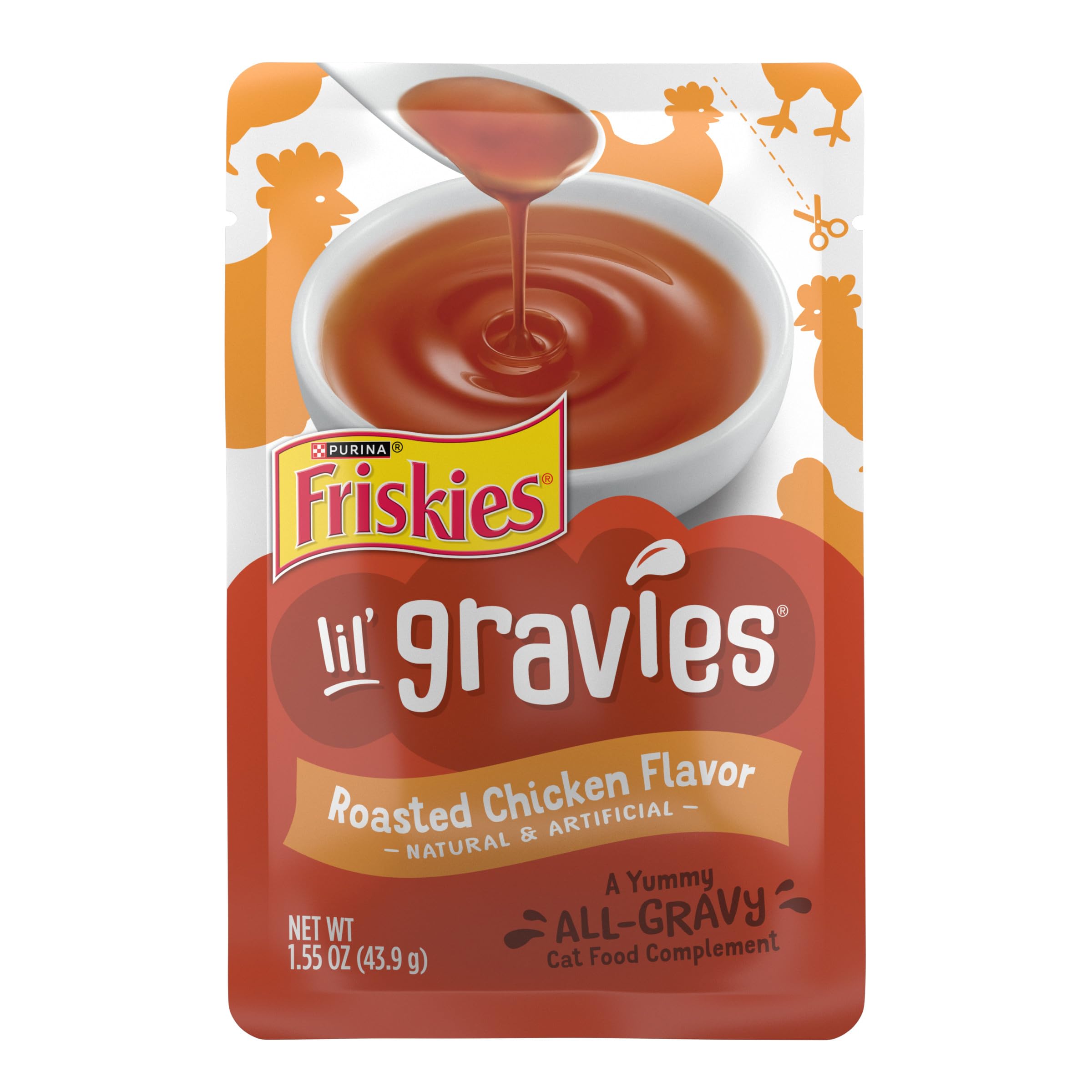 Purina Friskies Lil' Gravies Roasted Chicken Flavor Cat Food Lickable Cat Treats - (Pack of 16) 1.55 oz. Pouches