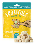 Feastfuls Freeze Dried Cat Treats - 100% Freeze Dried Chicken Breast, Soft, Healthy Cat Treats, High in Protein, Extra Tasty, Great for Training Cats, as Snack and Kitty Food Topper (1oz)