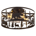 Farmhouse Caged Ceiling Fans with Lights and Remote Control,Rustic Black Chandelier Fan with Bear Deer Design,Flush Mount Low Profile Fandelier for Bedroom,Dining Living Room,Foyer