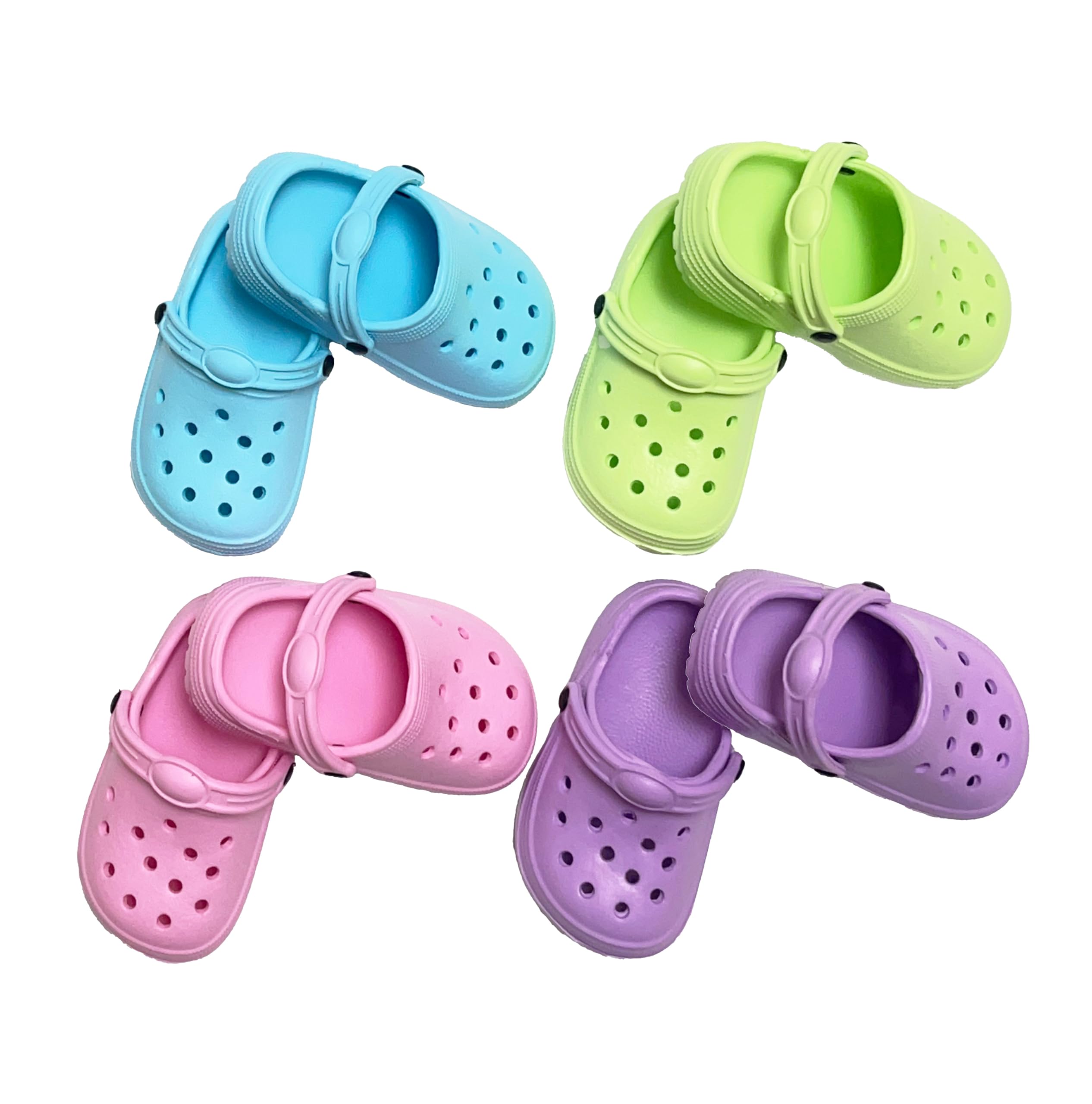 4 Pairs Classic Clogs for 18" Dolls - Macaron Color EVA Slip-On Shoes,Fits Most 18" Dolls,Dress Up Gift Set