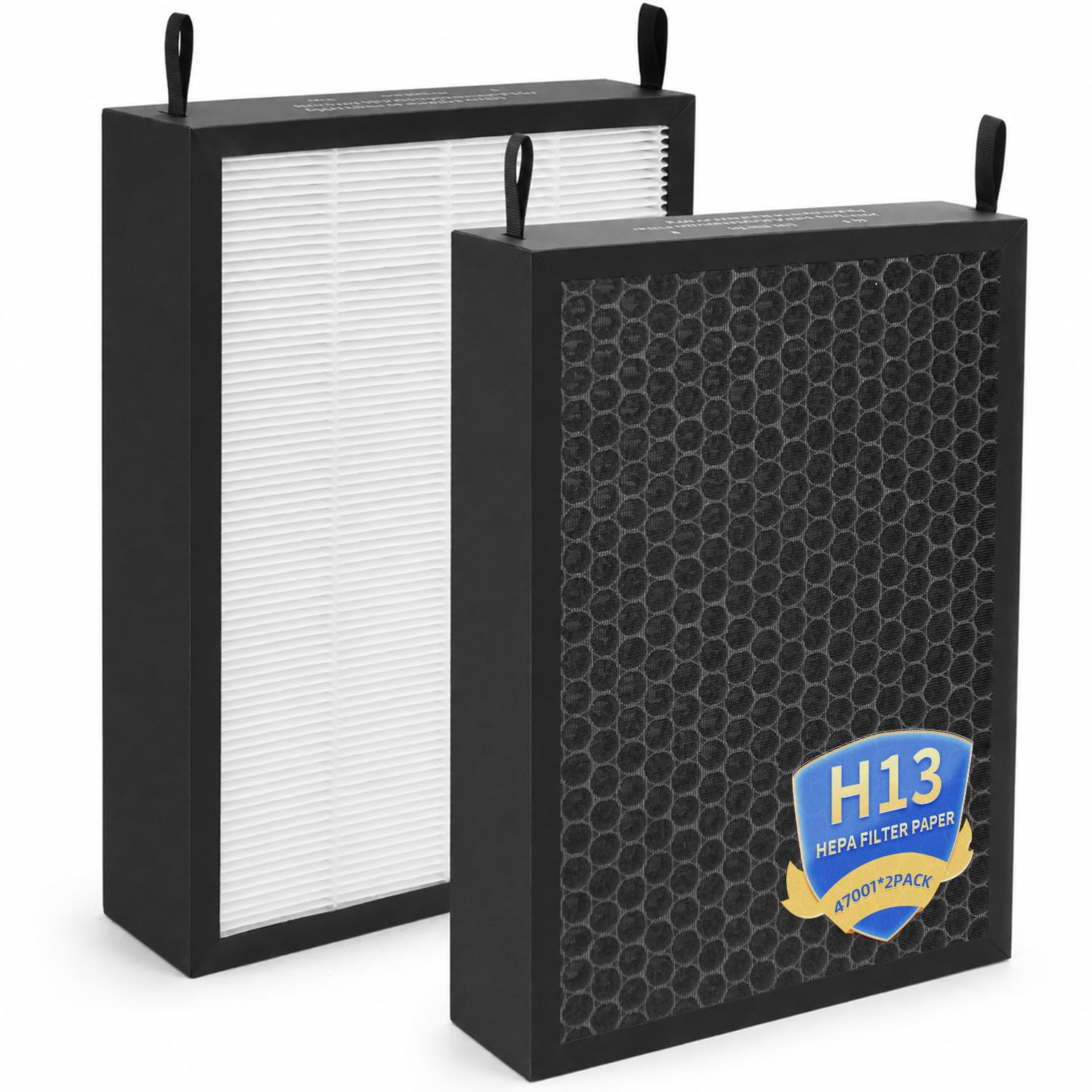 2 Pack Replacement Filter Compatible with NUWAVE OxyPure 47001, 47002, 47003, 47004, 47005, and 47006 Air Purifier,H13 True HEPA and Activated Carbon