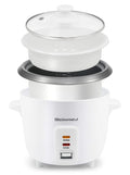 Elite Gourmet ERC003NSTX Rice Cooker & Food Steamer, Nonstick Inner Pot, Automatic Keep Warm, Glass Lid, Includes Steam Tray, Measuring Cup & Rice Scoop, Easy One-Touch Cooking, White