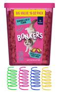 Bonkers Seafood Flavor Cat Treats with Spring Toys, Crunchy Outer Gooey Inner, 16 oz Value Pack