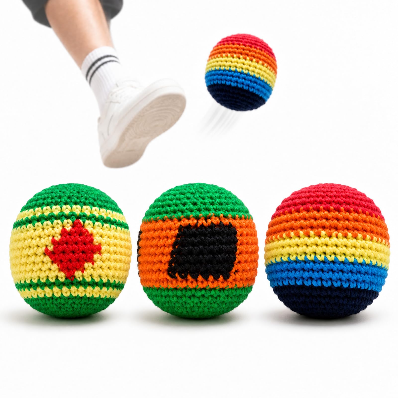ITD ITANDA Footbag Sand Filled Kicking Bag - 3/6/12 Pack Soft Suede Foot Bag for Freestyle Kicking, Durable Hand Stitched Round Training Bag for Practice, Party Games, Outdoor Indoor Play, Multicolor