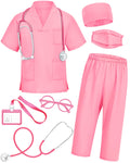 ICECUTE Doctor Costume for Kids Scrubs with Accessories,7Pcs Toddler Halloween Costume for Boy Girls,3-11 Years
