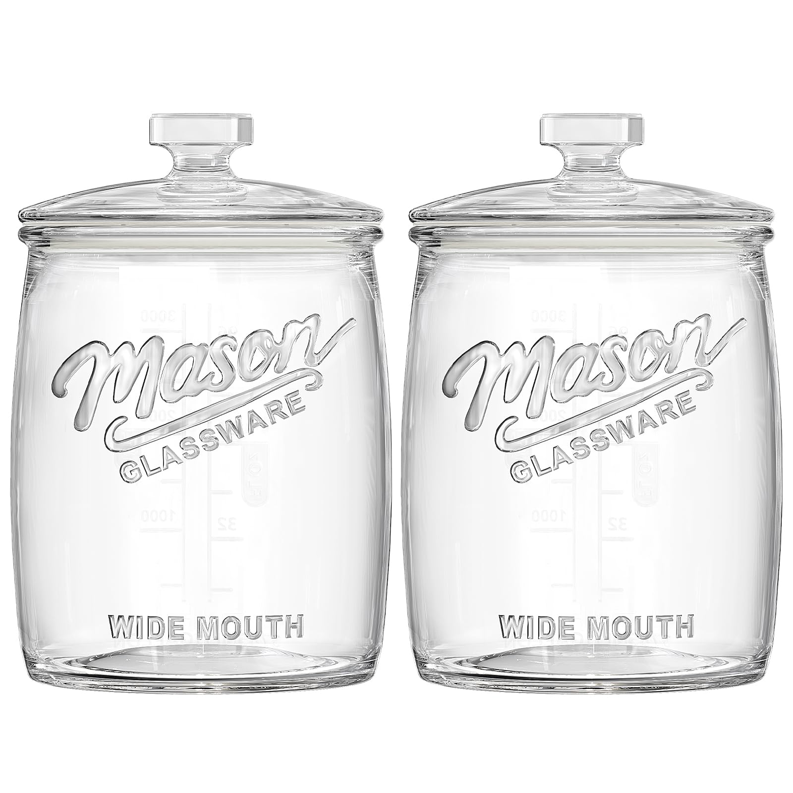 2 Pack Cookie Jar, 1 Gallon Glass Jar with Airtight Lids - Large Wide Mouth Mason Jar for Kitchen Pantry& Laundry Room, Glass Apothecary Canisters Sets for Candy, Flour, Rice, Coffee, Display
