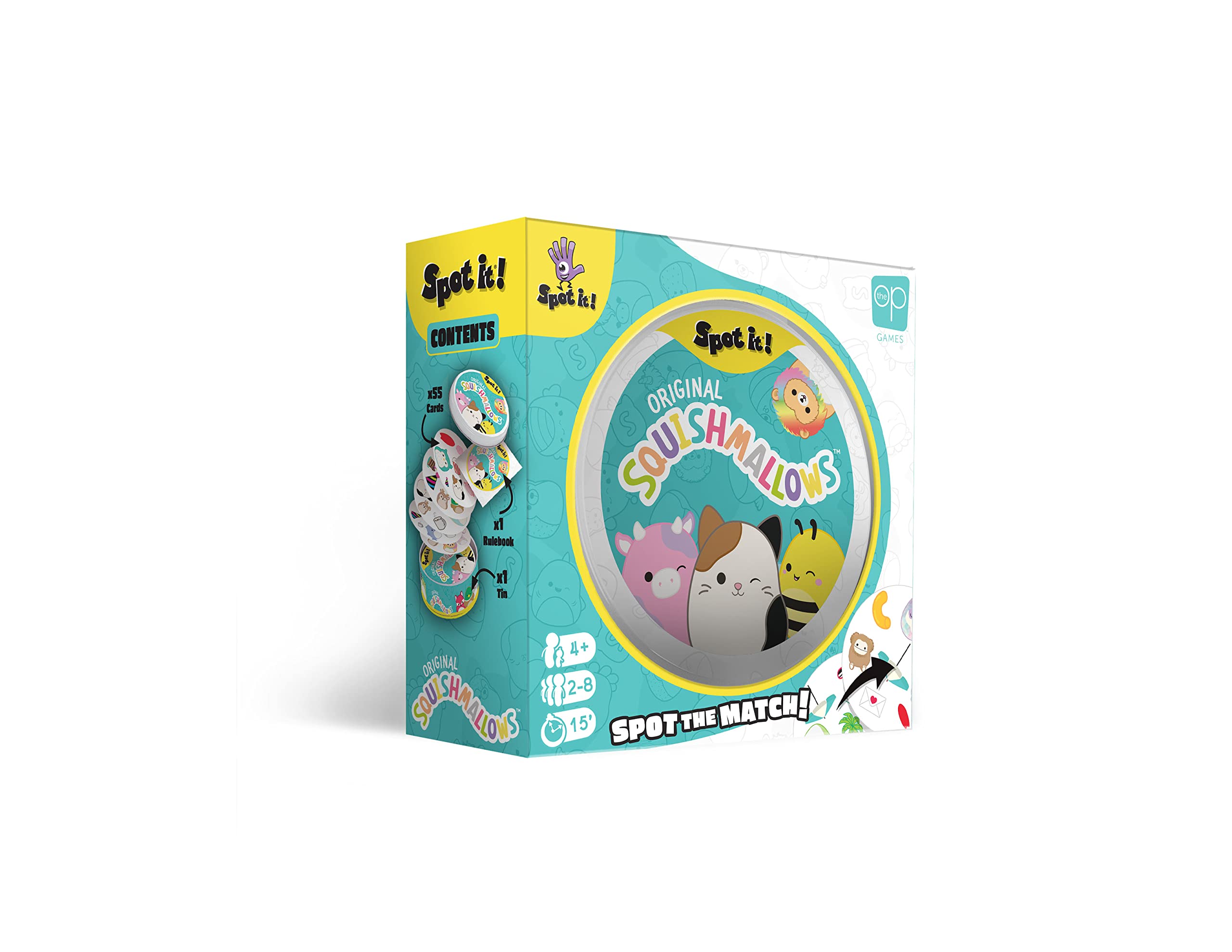 Spot It! Squishmallows | Fun Card Game for Kids and Adults | Featuring Mila The Elephant or Cailey The Pink Crab and More | Licensed Squishmallows Game