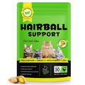 Cat Hairball Support Chews, Crunchy & Soft Chicken Flavor, Hairball Remedy Treat with Psyllium Husk & Omega-3, Supports Healthy Digestion, Skin & Coat, 30-Day Supply