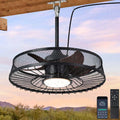 Outdoor Ceiling Fans with Lights for Patio, 22" Weatherproof Ceiling Fan, Gazebo Fan Remote & APP Control, 3 CCT Dimmable, Caged Plug in Ceiling Fan with Hanging Hook for Pergola Porch Canopy