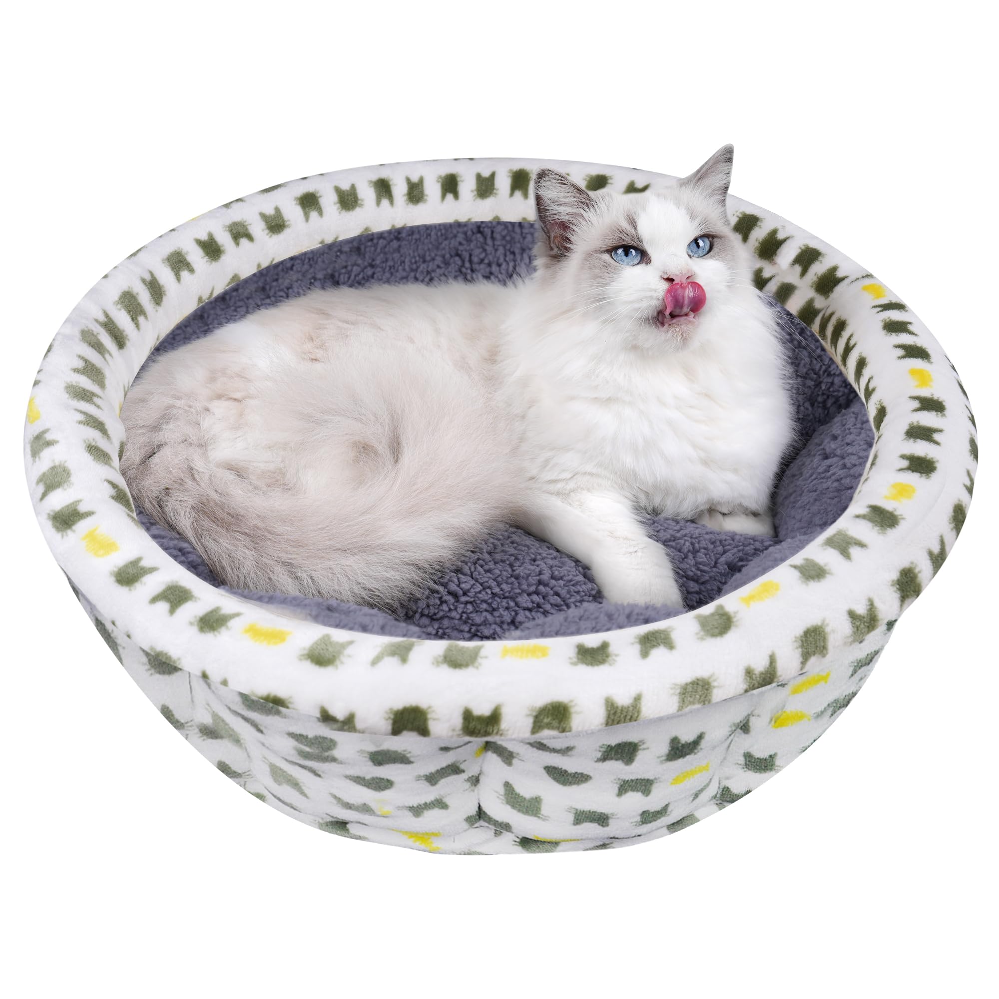 AIWIKIDE Super Soft Small Dog & Cat Bed, Anti-Anxiety Puppy Cuddler, Cozy Round Fluffy Plush Pet Bed, Machine Washable Faux Fur Donut Cuddler, Grey