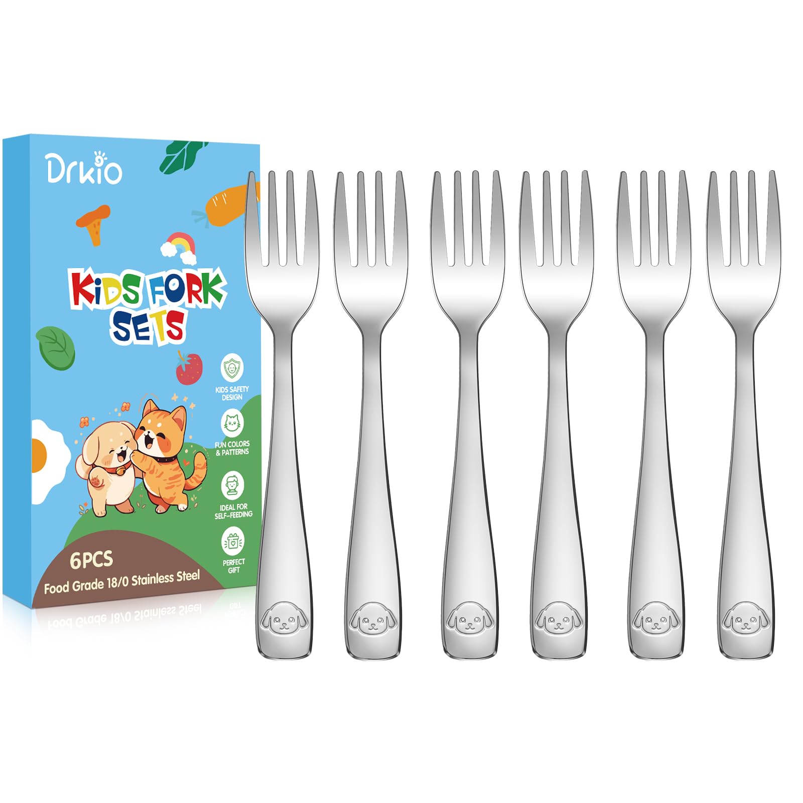 Stainless Steel Toddler Forks Set - 6 Pieces Kids Forks Set Children Safe Food Grade Kids Silverware Small Forks Metal Toddler Utensils Dishwasher Safe Mirror Polished